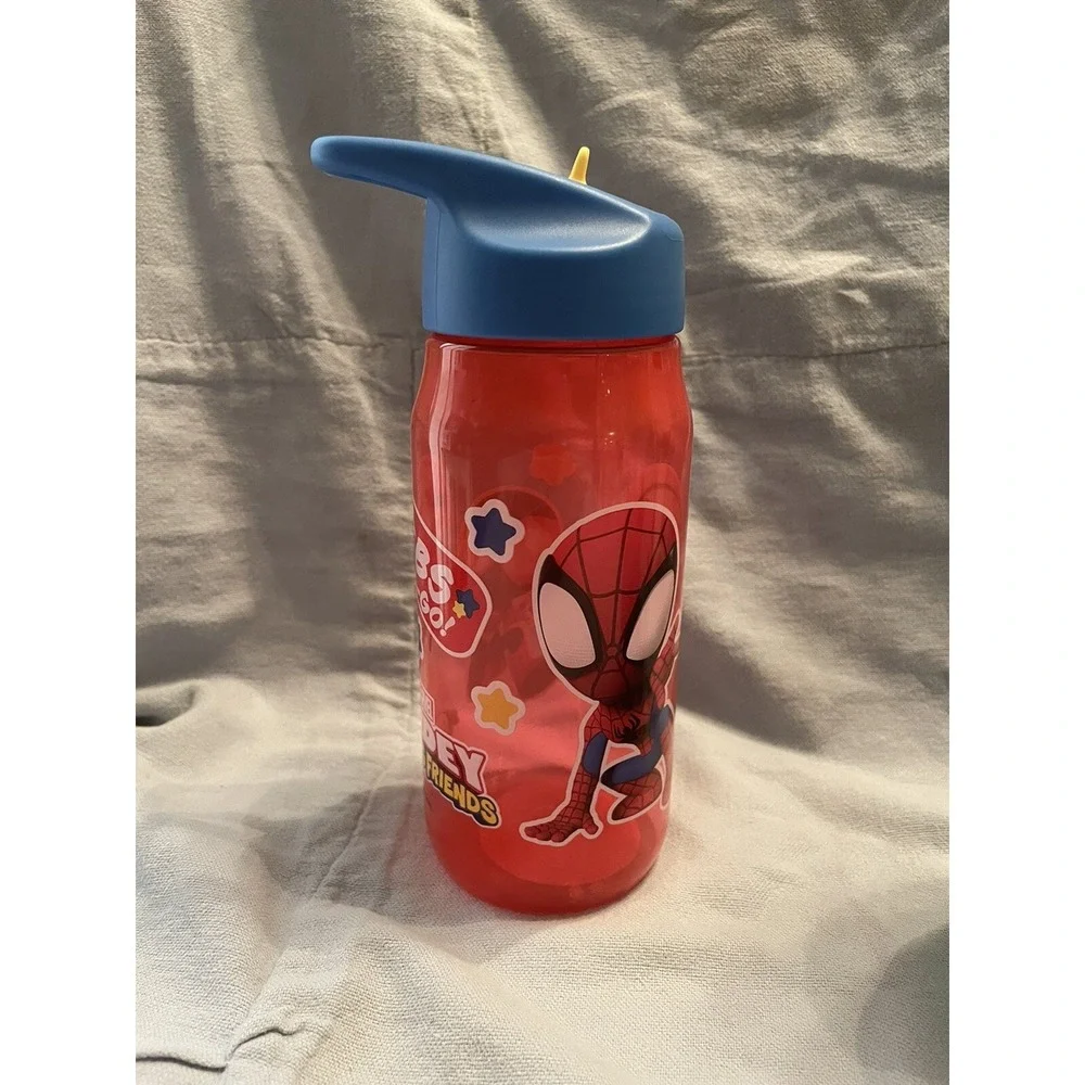 NEW Disney Marvel Spidey & His‎ Amazing Friends Water Bottle Hinge Straw